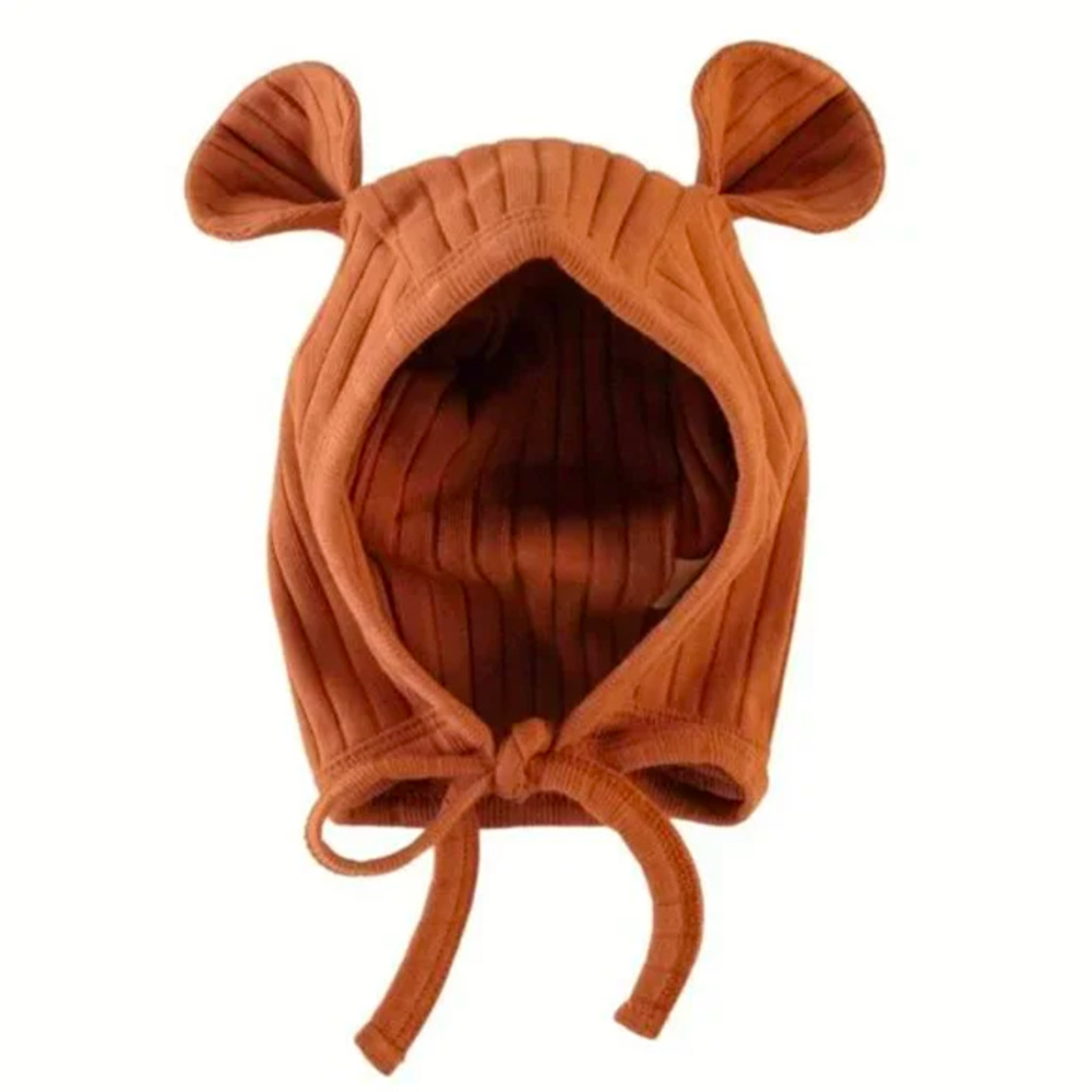 NWT Kate Quinn Cashew Rust Orange Bear Ear Corduroy Organic Cotton Hat 3-6m